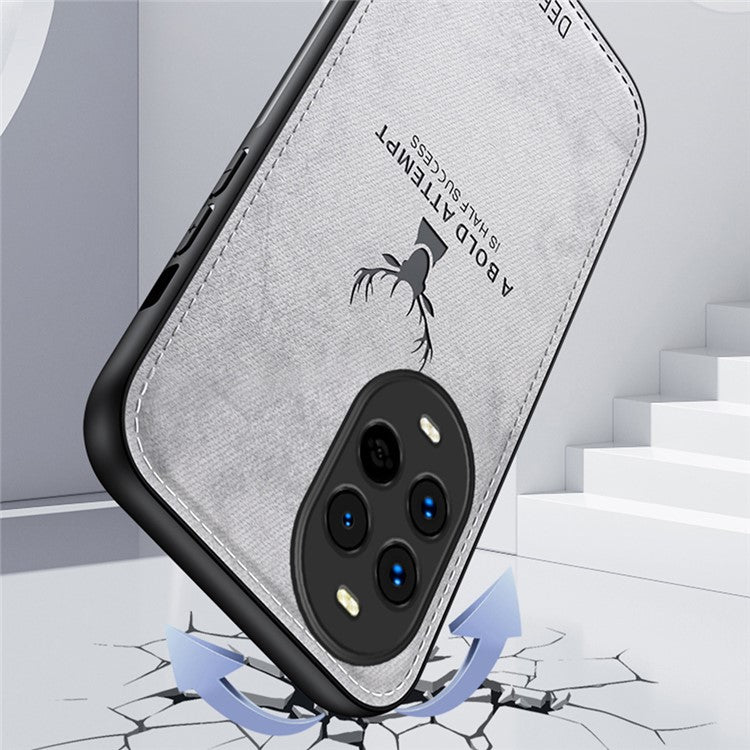 For Huawei nova 13 Pro 5G Case Deer Pattern Cloth Texture PU Leather Hybrid Phone Cover - Blue