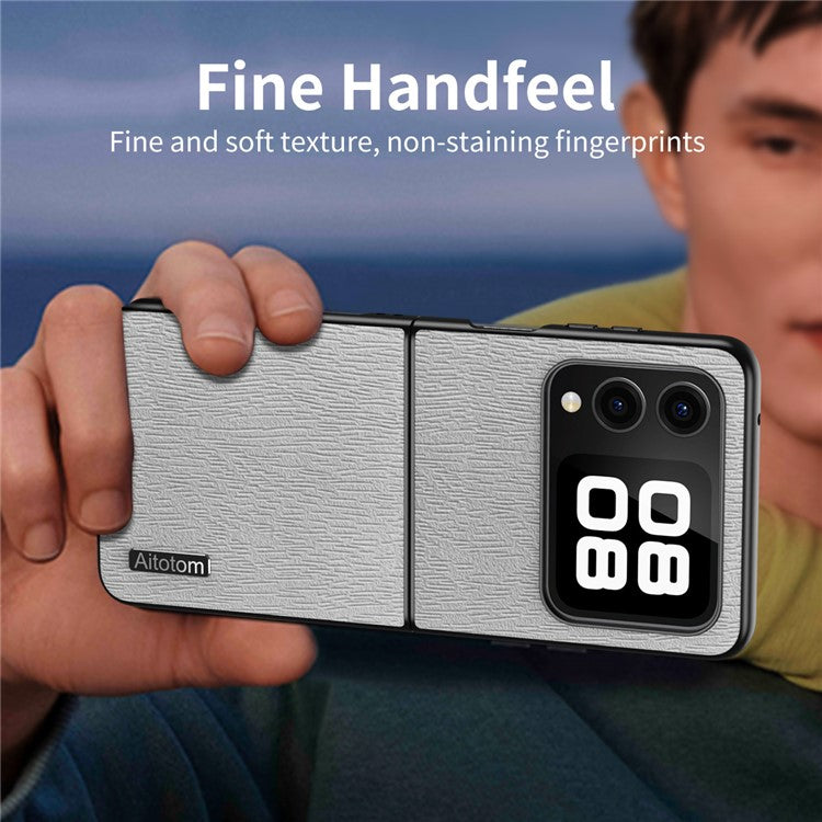 For Huawei nova Flip 5G Case Wood Texture PU Leather Coated PC+TPU Phone Cover - Brown