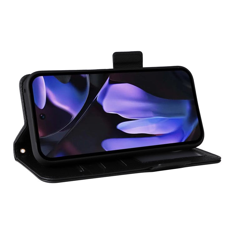 For Google Pixel 9a Case Litchi Texture PU Leather Wallet Flip Phone Cover - Black