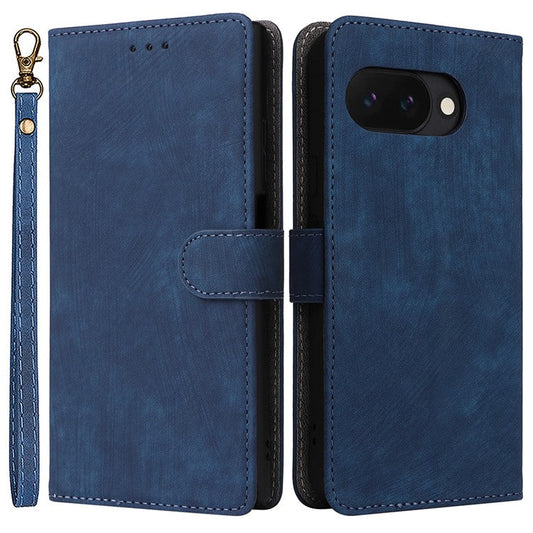 For Google Pixel 9a Wallet Case RFID Blocking PU Leather Cover Stand View - Blue