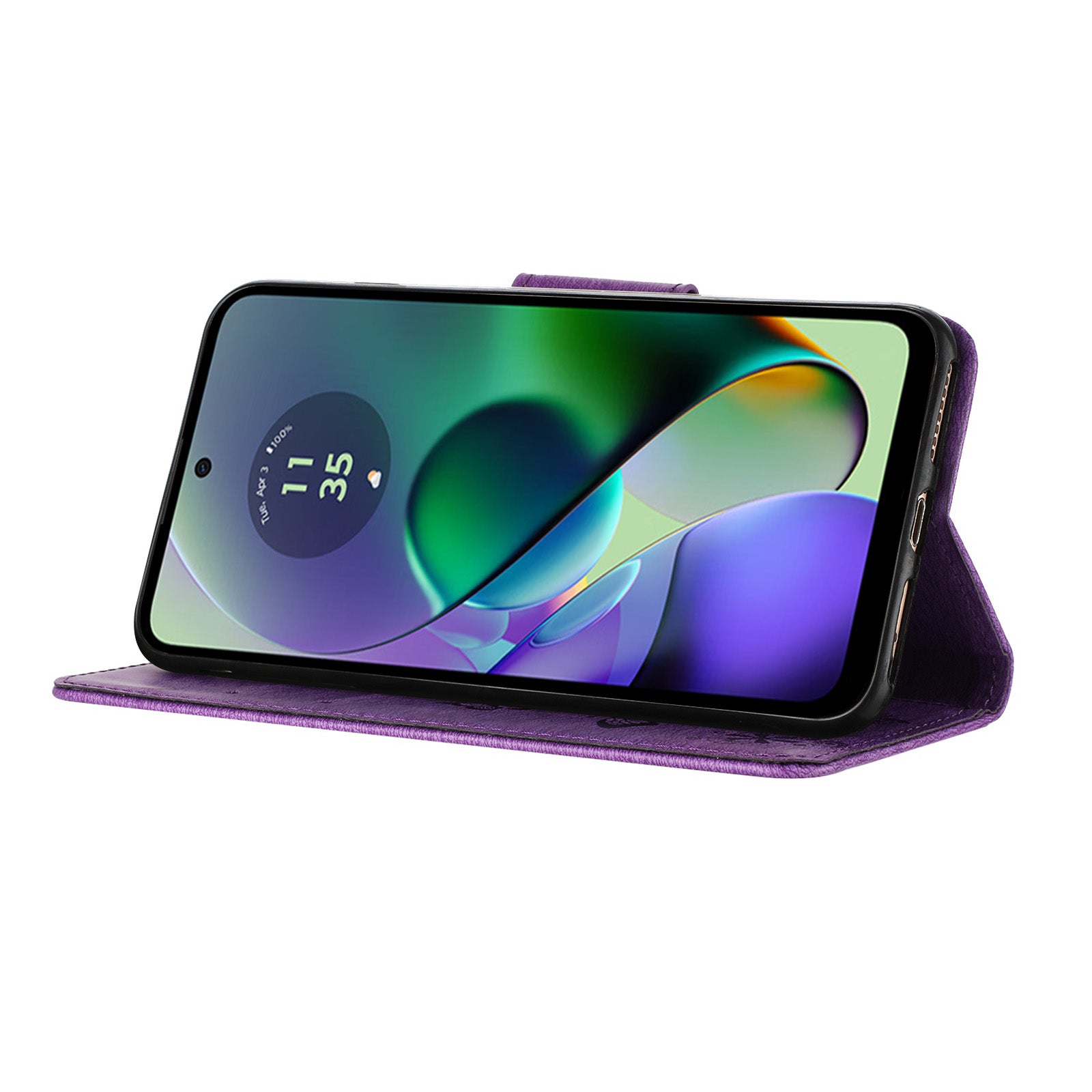 For Samsung Galaxy A06 Case Butterflies Flower Leather Wallet Flip Phone Cover - Purple