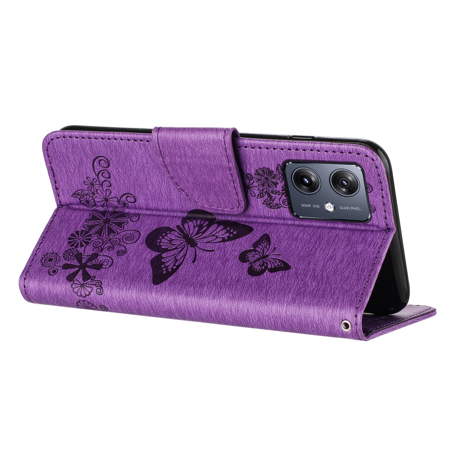 For Samsung Galaxy A06 Case Butterflies Flower Leather Wallet Flip Phone Cover - Purple