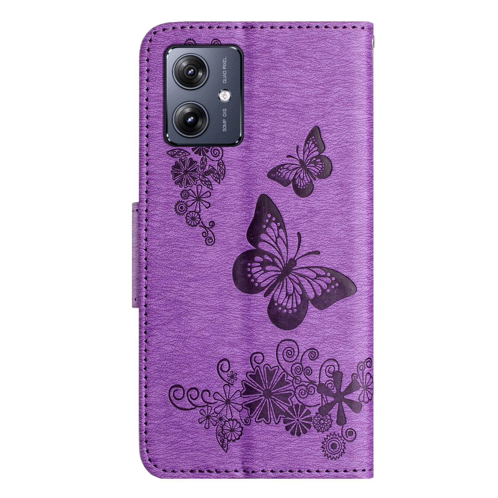 For Samsung Galaxy A06 Case Butterflies Flower Leather Wallet Flip Phone Cover - Purple