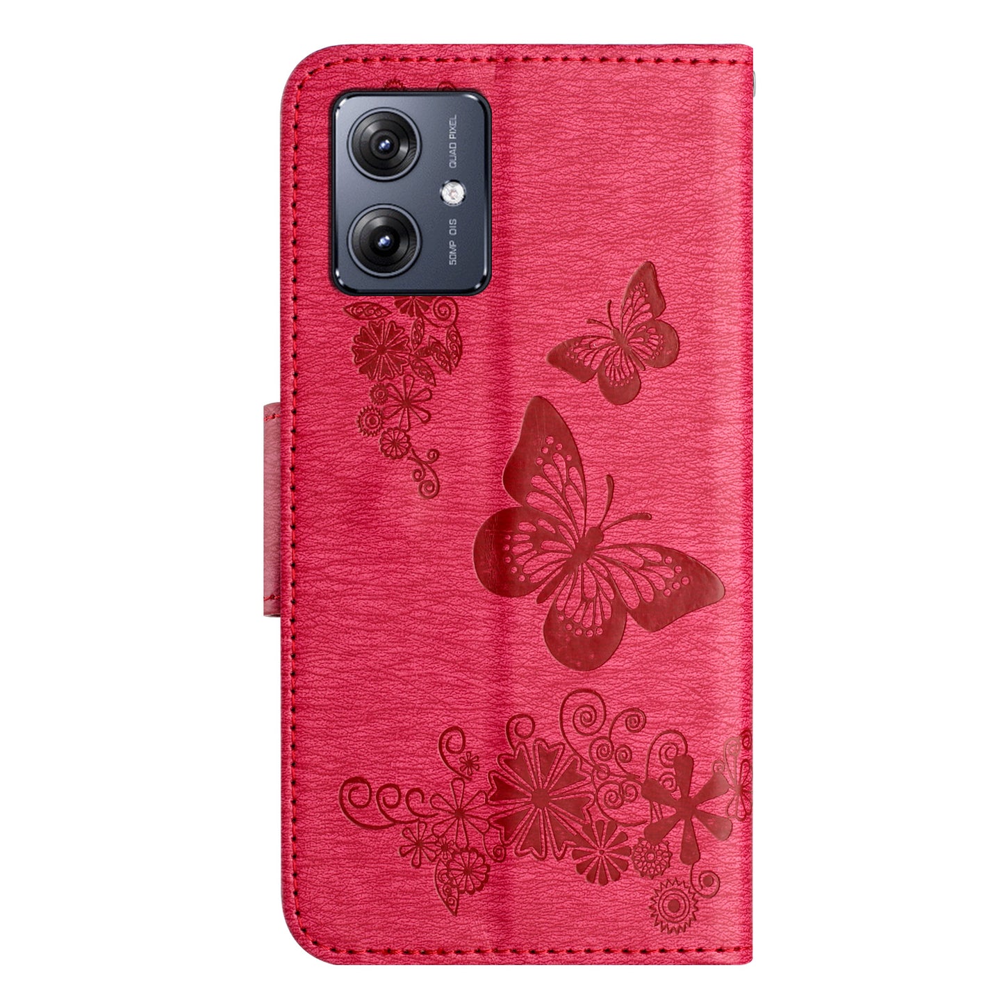 For Samsung Galaxy A06 Case Butterflies Flower Leather Wallet Flip Phone Cover - Red