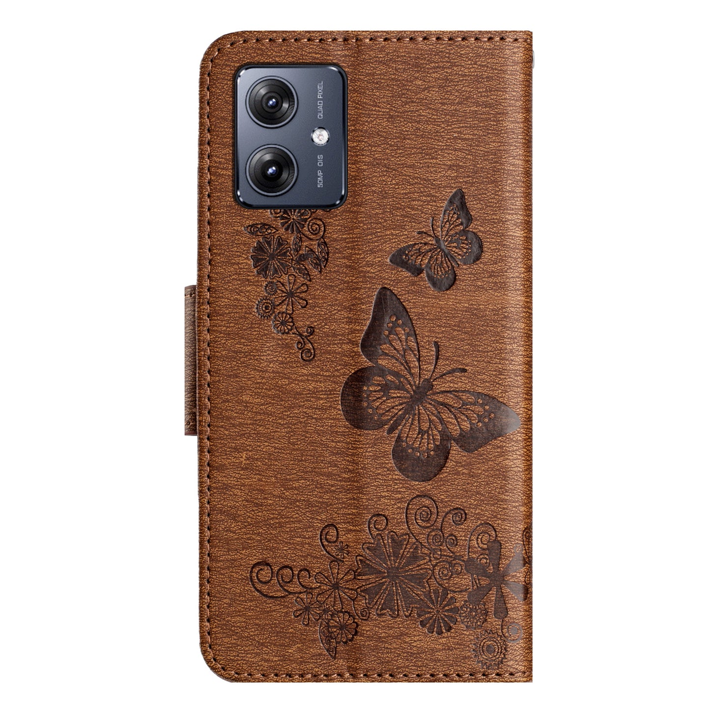 For Samsung Galaxy A06 Case Butterflies Flower Leather Wallet Flip Phone Cover - Brown