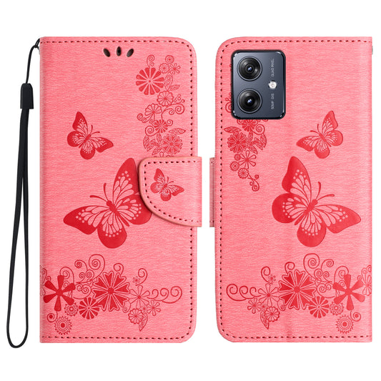 For Samsung Galaxy A06 Case Butterflies Flower Leather Wallet Flip Phone Cover - Pink