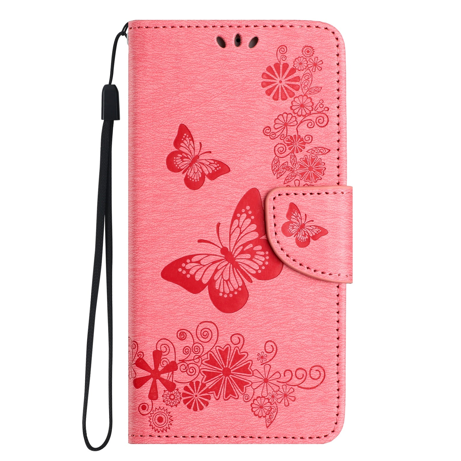 For Samsung Galaxy A06 Case Butterflies Flower Leather Wallet Flip Phone Cover - Pink