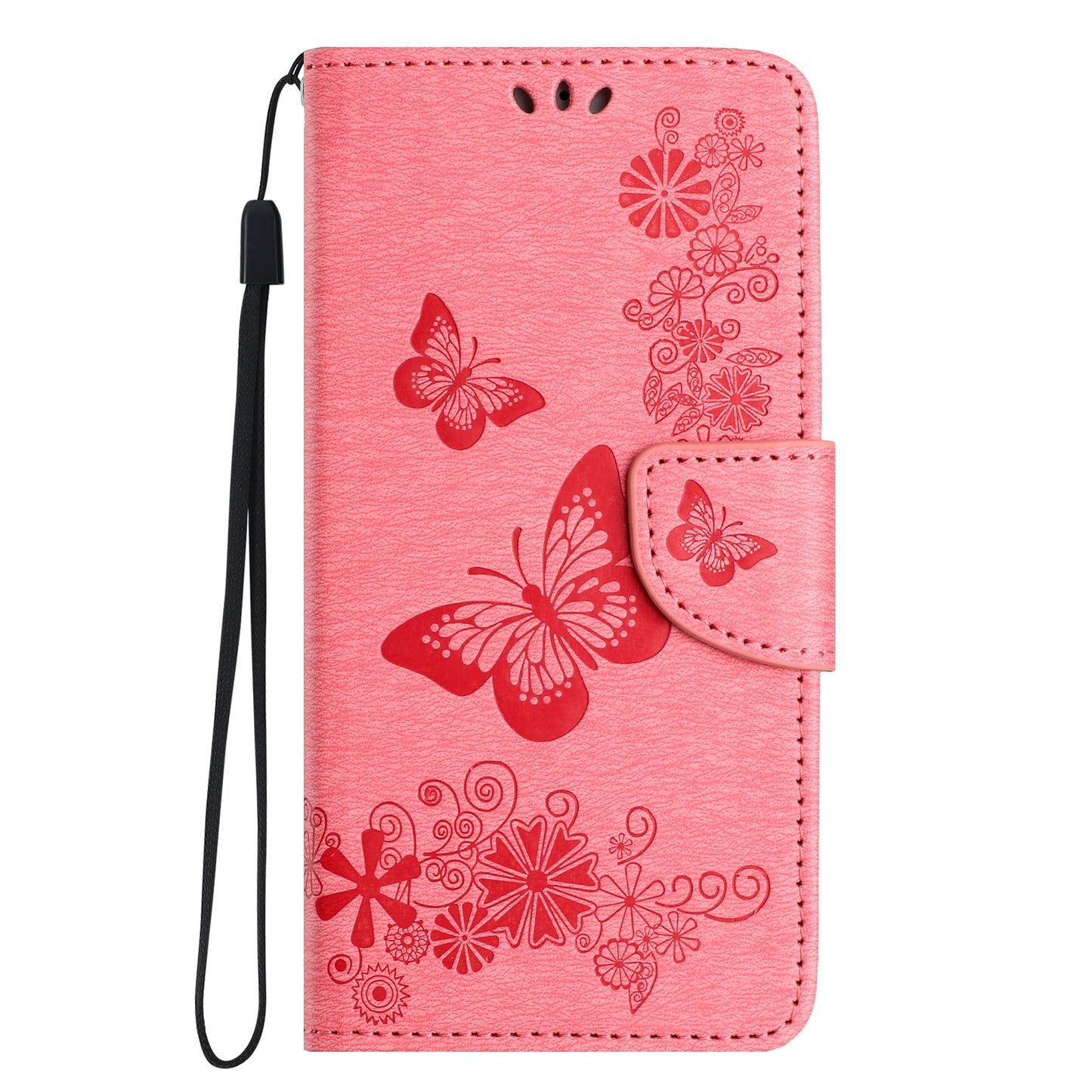 For Samsung Galaxy A06 Case Butterflies Flower Leather Wallet Flip Phone Cover - Pink
