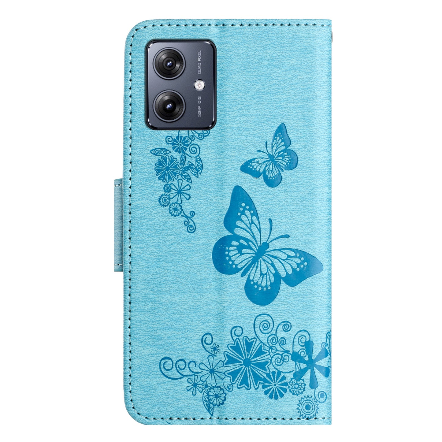 For Samsung Galaxy A06 Case Butterflies Flower Leather Wallet Flip Phone Cover - Blue
