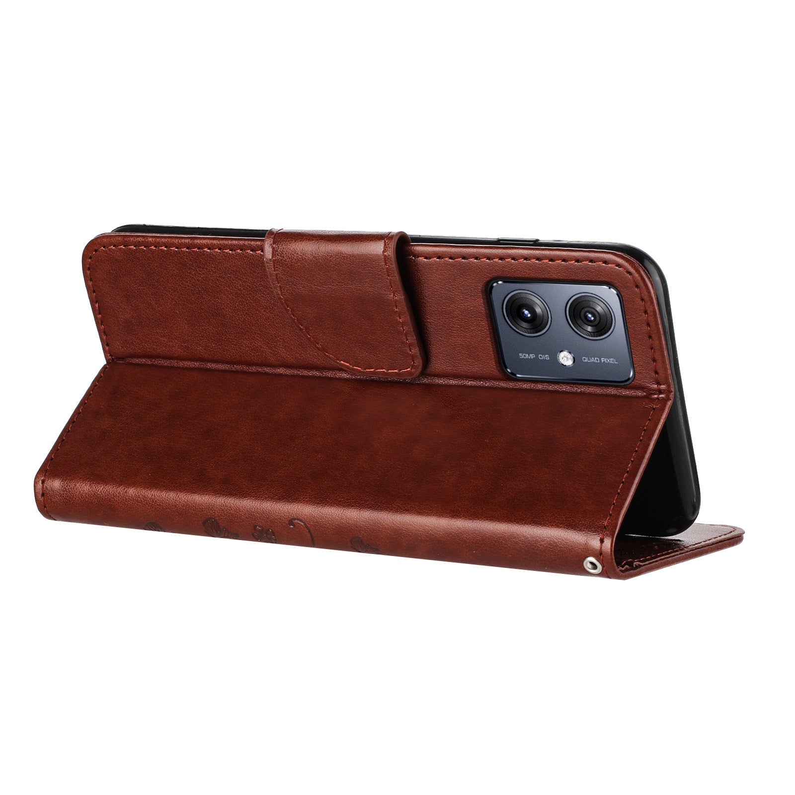 For Samsung Galaxy A06 Case Imprinted Mini Butterfly Leather Wallet Phone Cover - Brown