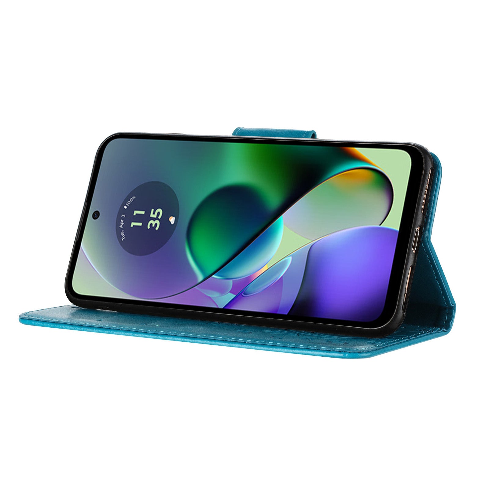 For Samsung Galaxy A06 Case Imprinted Mini Butterfly Leather Wallet Phone Cover - Blue