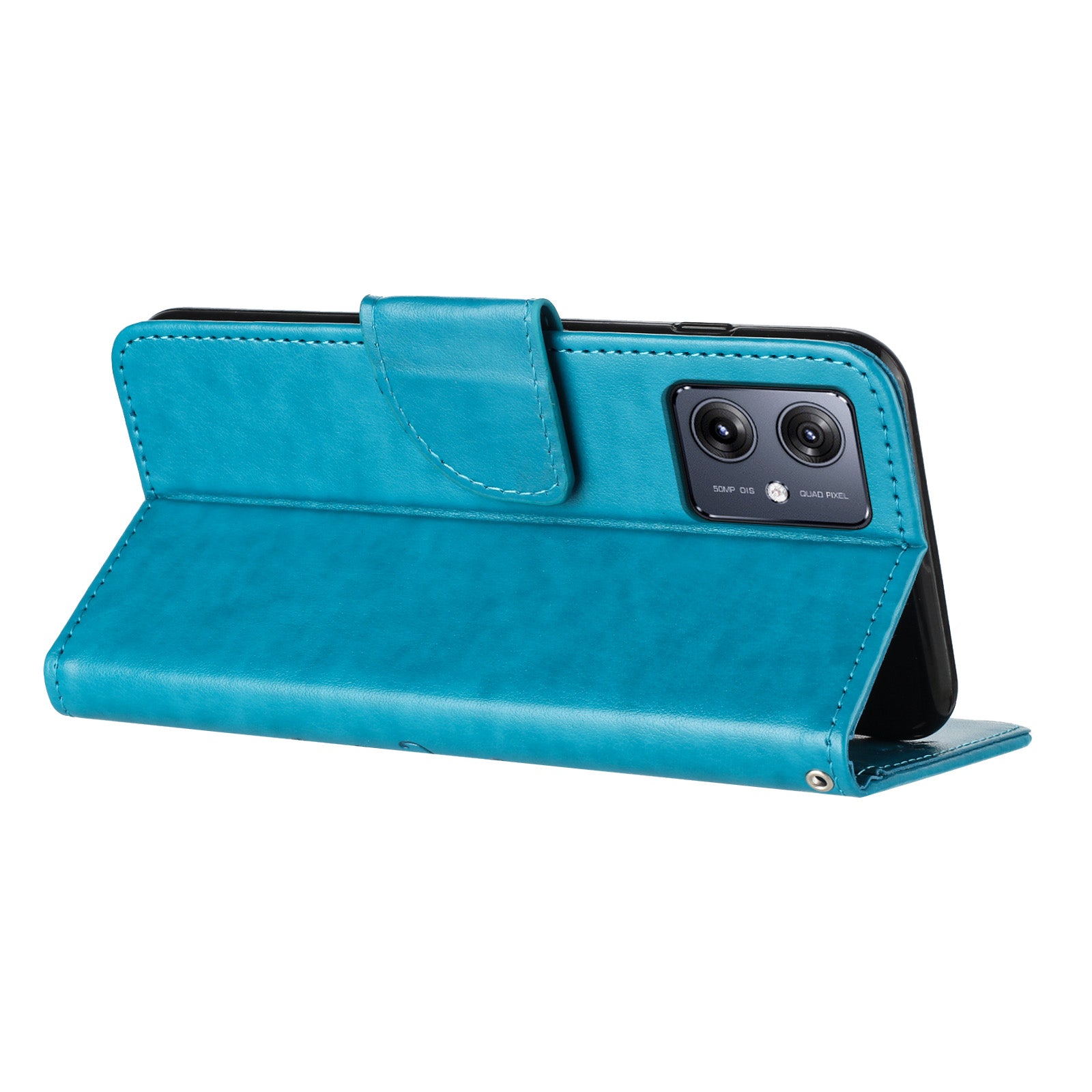 For Samsung Galaxy A06 Case Imprinted Mini Butterfly Leather Wallet Phone Cover - Blue