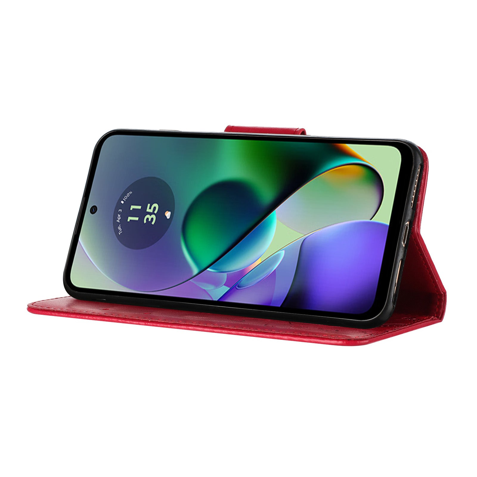 For Samsung Galaxy A06 Case Imprinted Mini Butterfly Leather Wallet Phone Cover - Red