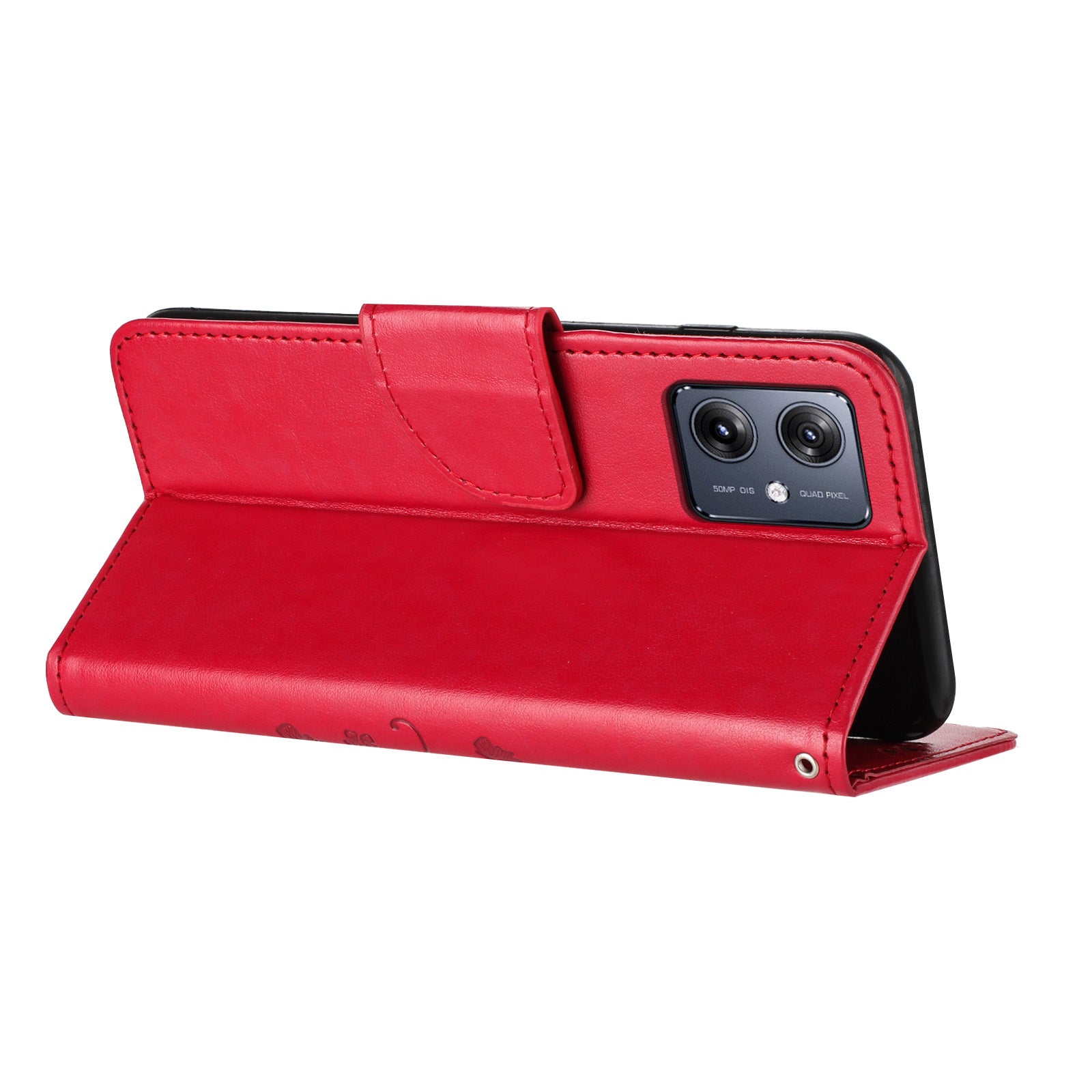 For Samsung Galaxy A06 Case Imprinted Mini Butterfly Leather Wallet Phone Cover - Red