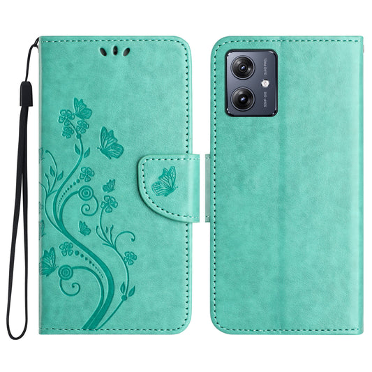 For Samsung Galaxy A06 Case Imprinted Mini Butterfly Leather Wallet Phone Cover - Green