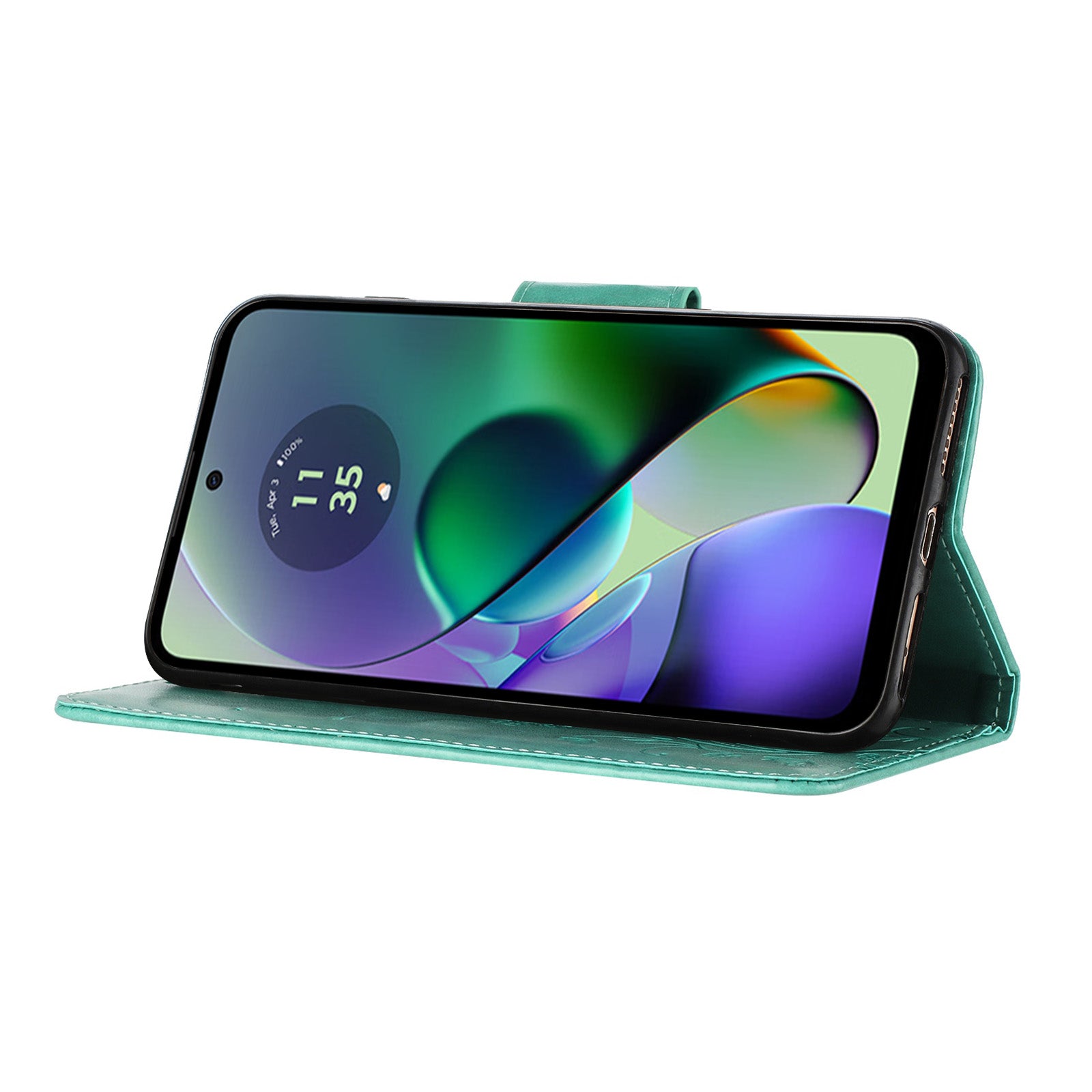 For Samsung Galaxy A06 Case Imprinted Mini Butterfly Leather Wallet Phone Cover - Green