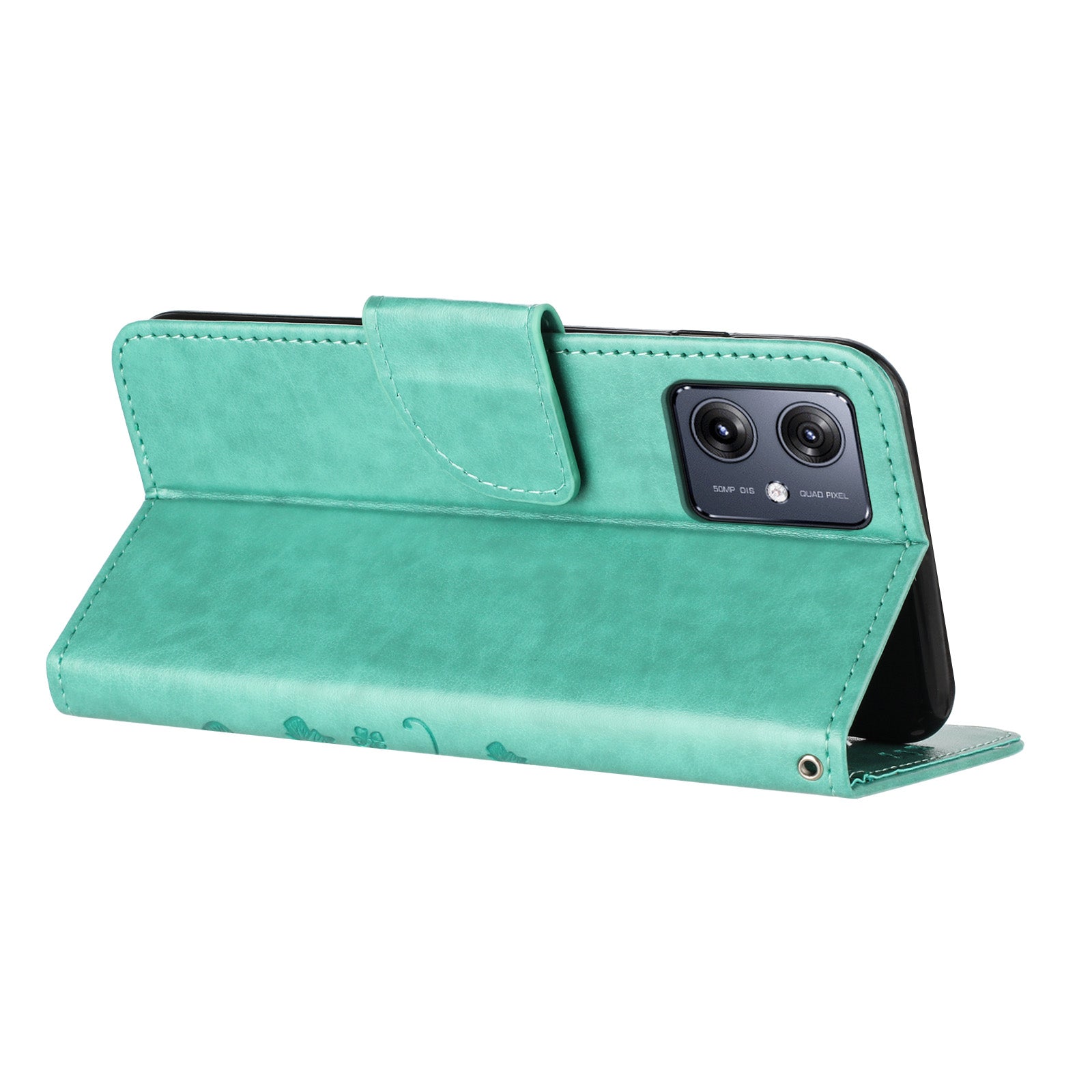 For Samsung Galaxy A06 Case Imprinted Mini Butterfly Leather Wallet Phone Cover - Green