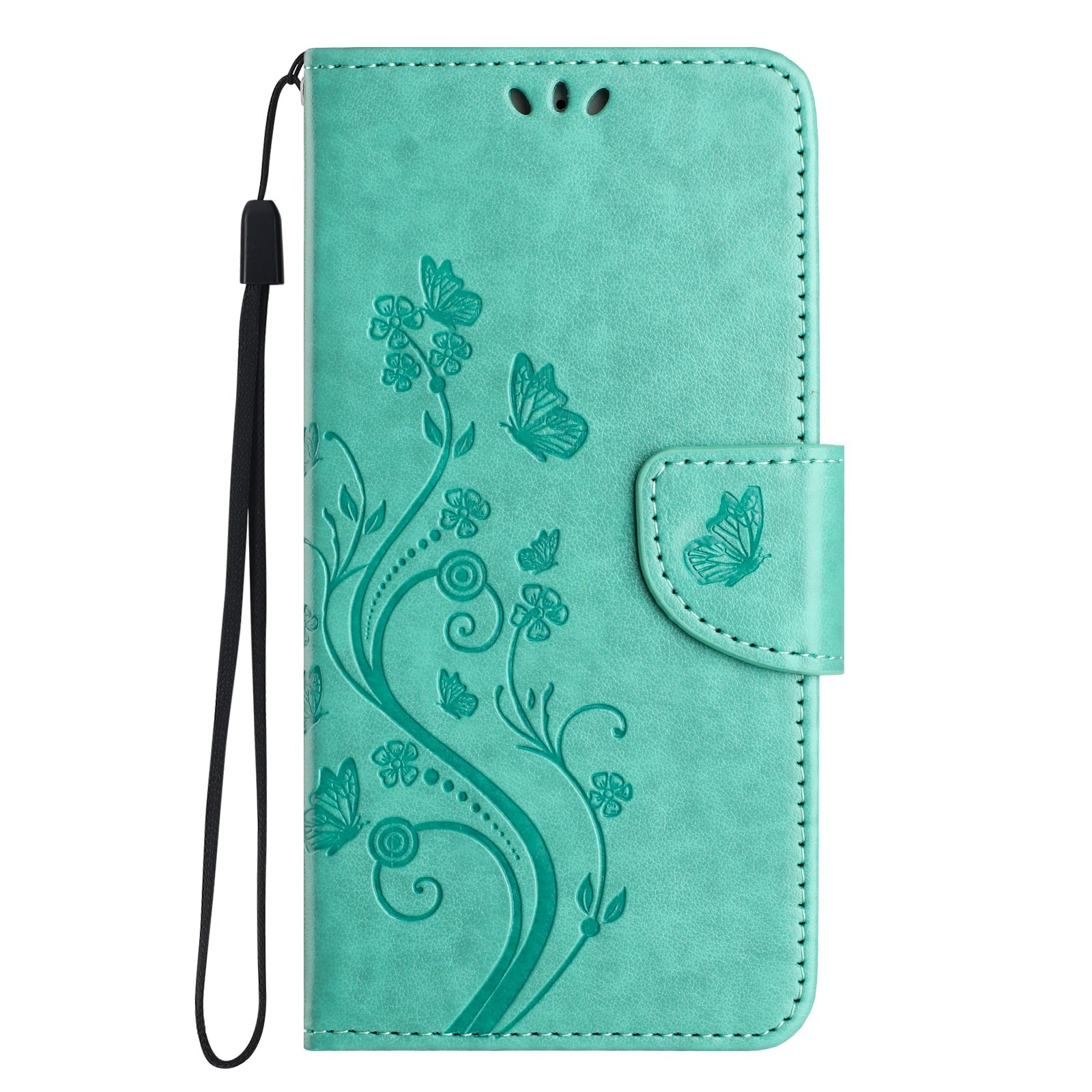 For Samsung Galaxy A06 Case Imprinted Mini Butterfly Leather Wallet Phone Cover - Green