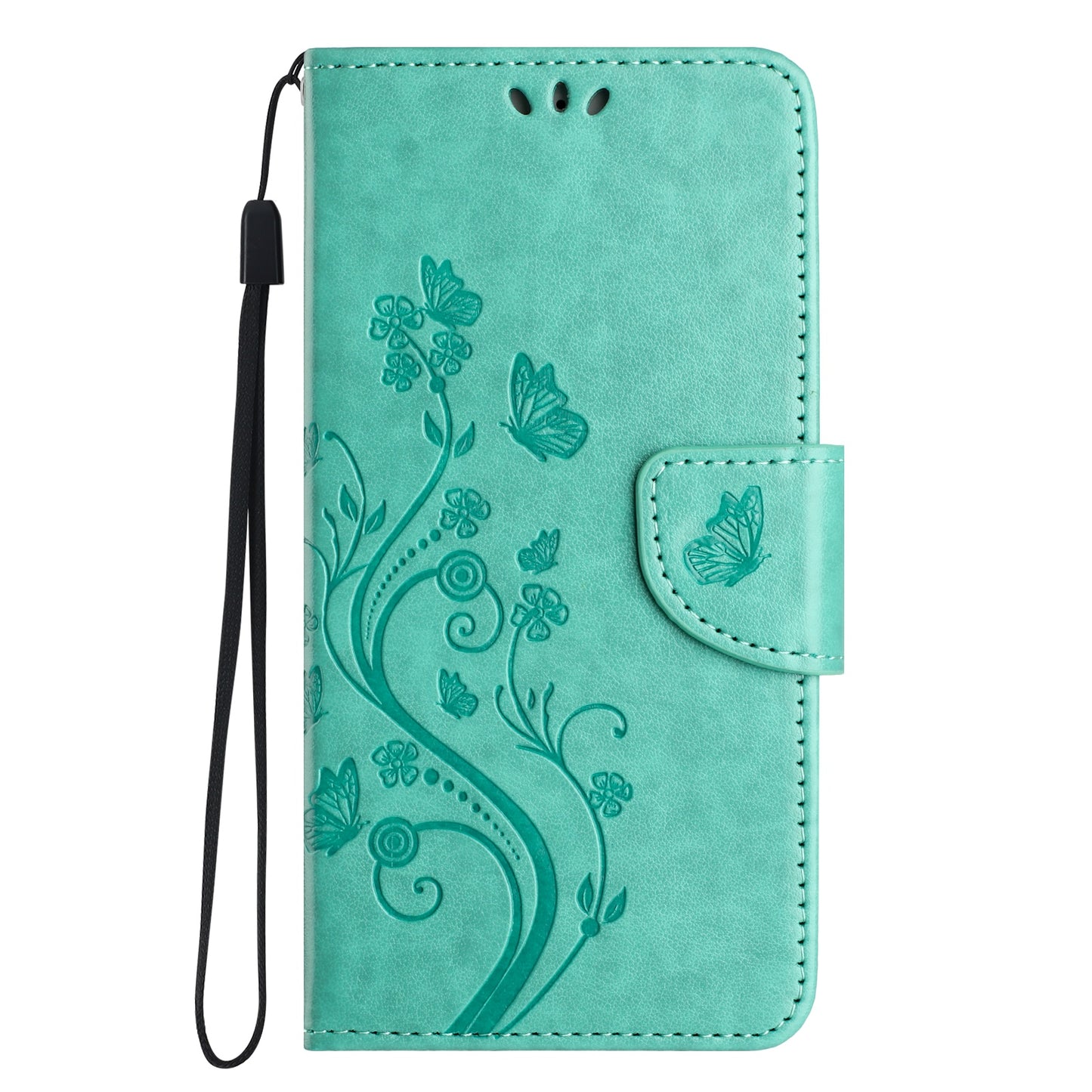 For Samsung Galaxy A06 Case Imprinted Mini Butterfly Leather Wallet Phone Cover - Green