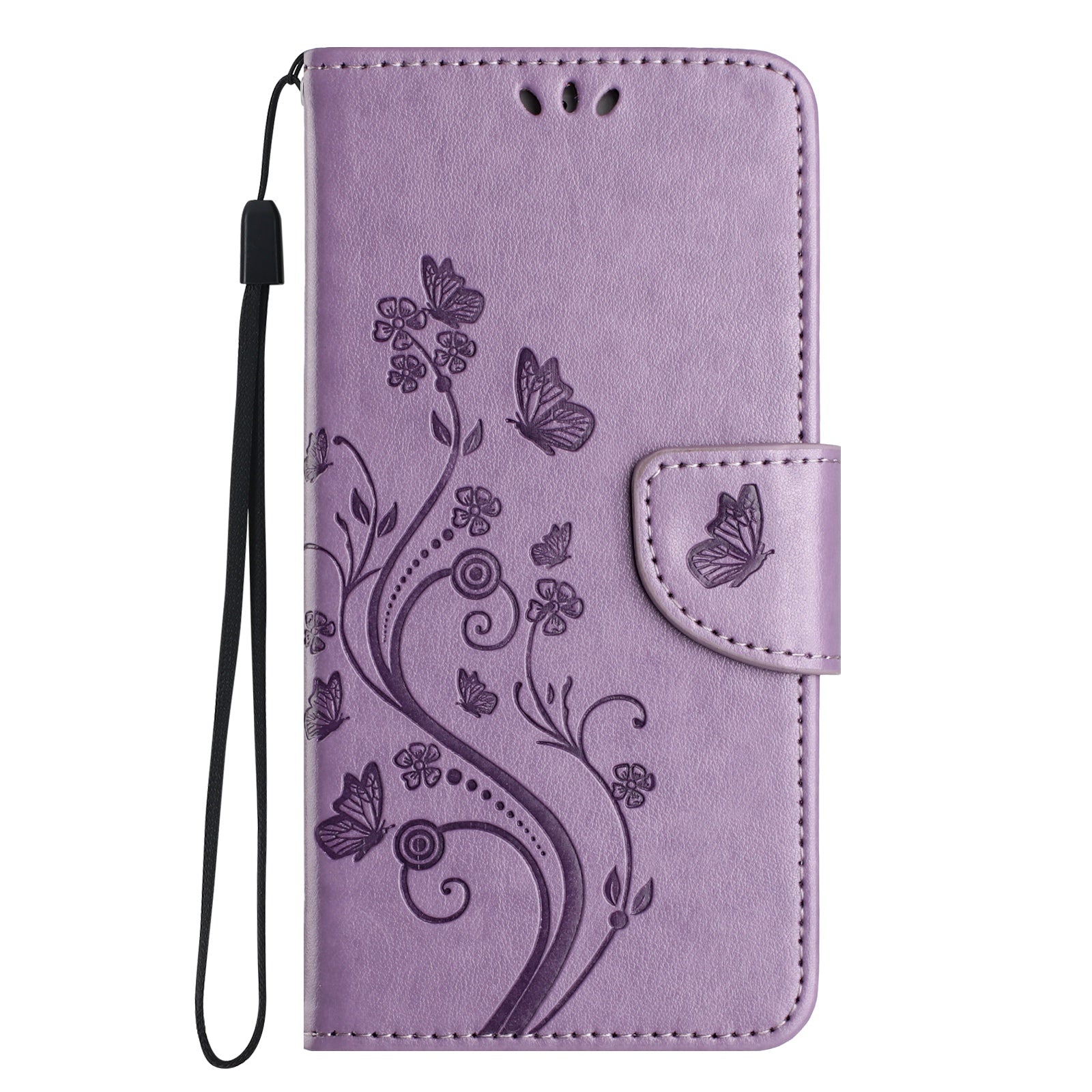 For Samsung Galaxy A06 Case Imprinted Mini Butterfly Leather Wallet Phone Cover - Purple