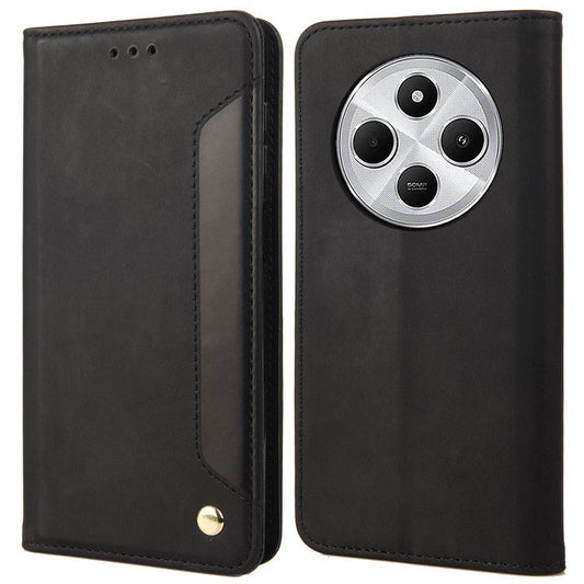 For Xiaomi Poco C75 4G / Redmi 14R 5G / 14C 4G Case PU Leather Shockproof Protection Wallet Phone Cover - Black