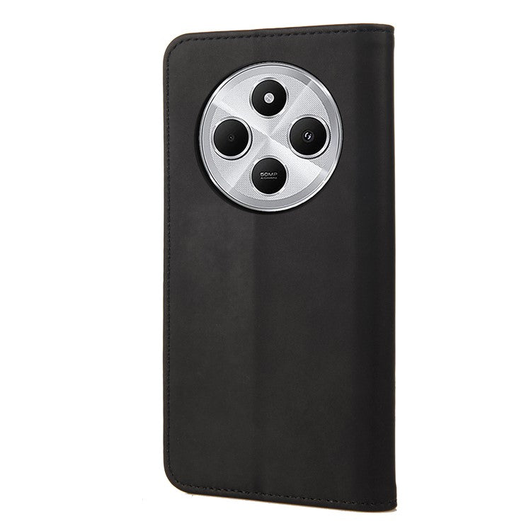 For Xiaomi Poco C75 4G / Redmi 14R 5G / 14C 4G Case PU Leather Shockproof Protection Wallet Phone Cover - Black