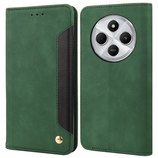 For Xiaomi Poco C75 4G / Redmi 14R 5G / 14C 4G Case PU Leather Shockproof Protection Wallet Phone Cover - Green