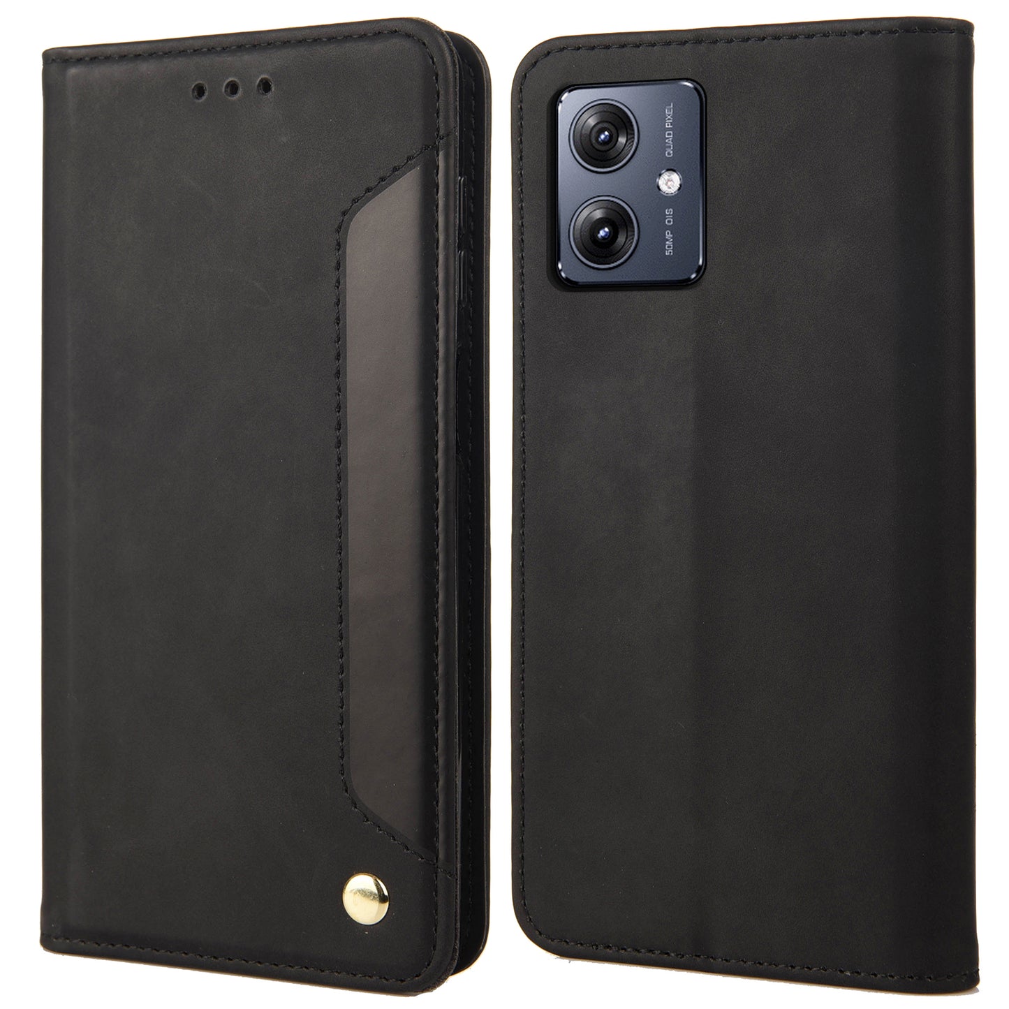 For Samsung Galaxy A06 Case PU Leather Shockproof Protection Wallet Phone Cover - Black