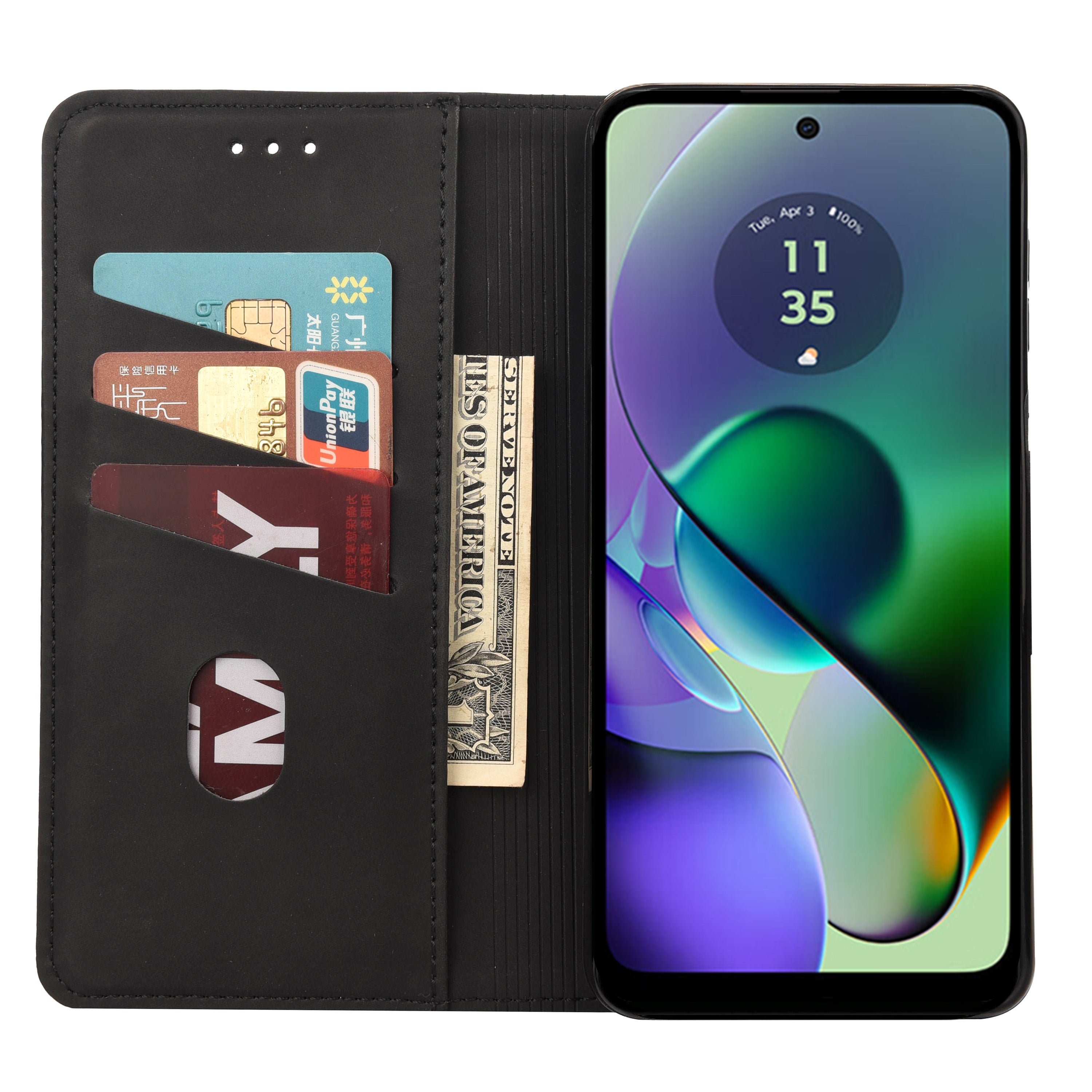 For Samsung Galaxy A06 Case PU Leather Shockproof Protection Wallet Phone Cover - Black