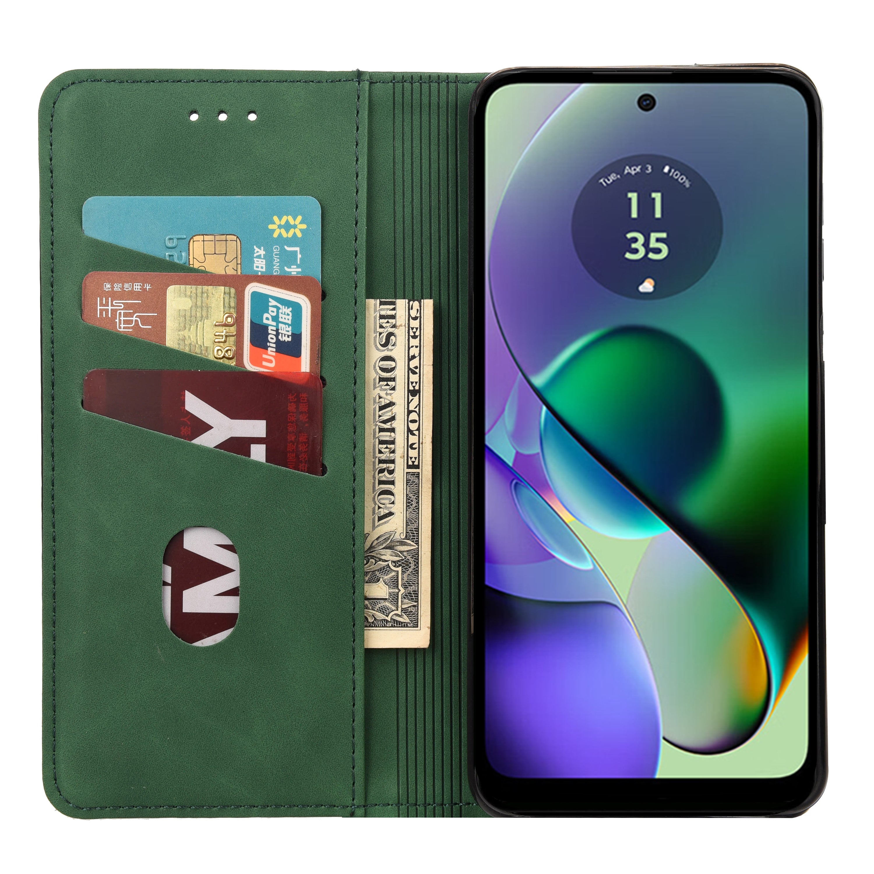 For Samsung Galaxy A06 Case PU Leather Shockproof Protection Wallet Phone Cover - Green