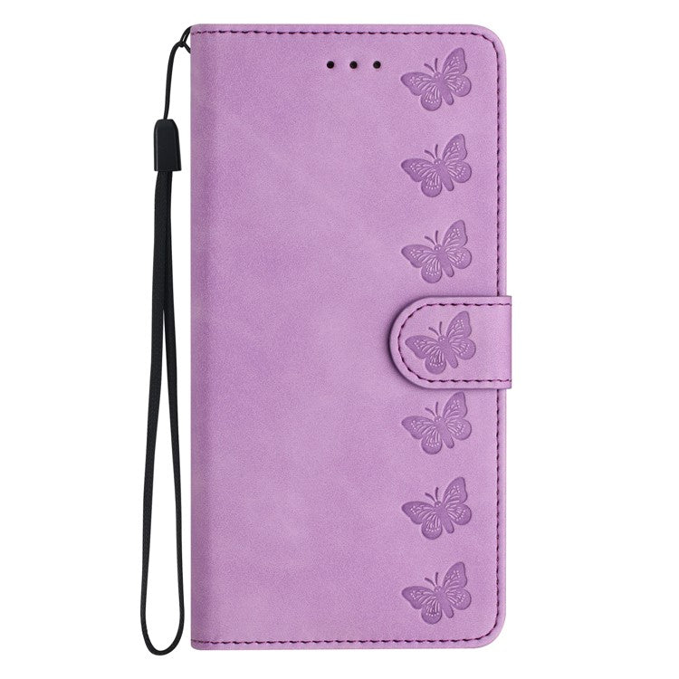 For Samsung Galaxy S25 Ultra Case Imprinted Butterfly Leather Wallet Phone Cover - Purple