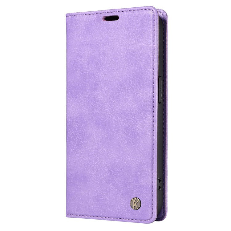 YIKATU YK-006 For Xiaomi Redmi Note 14 5G Case Magnetic Closure Leather Phone Cover Litchi Texture - Purple