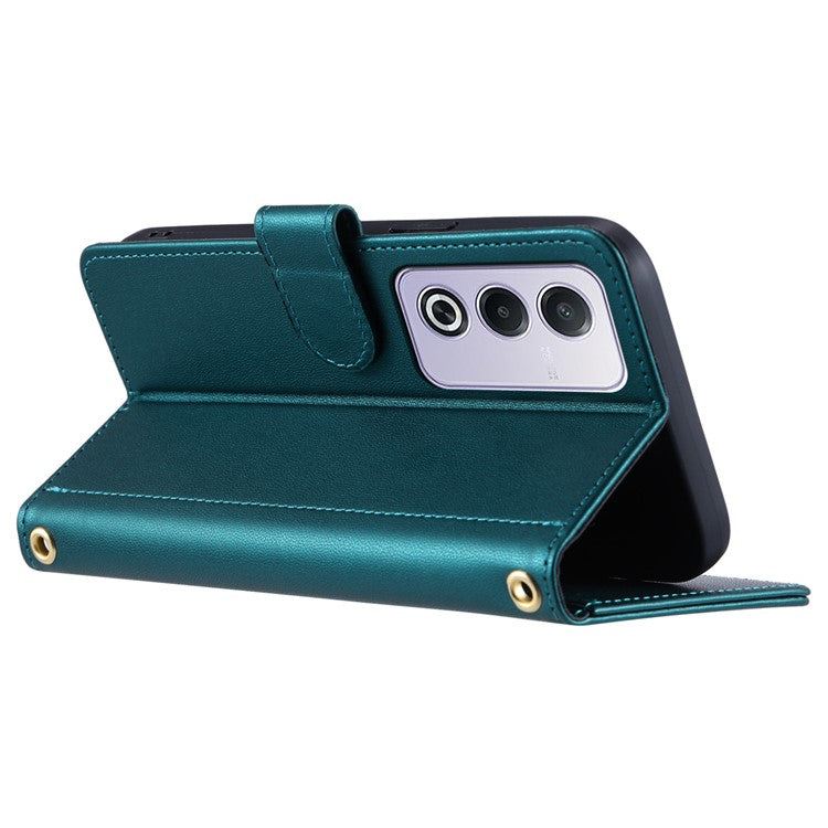 Leather Case for Oppo A80 5G / K12x 5G (India) / A3 Pro (Global) 5G / A3 Pro (India) 5G / A3x 5G (China) Wallet Phone Cover - Green