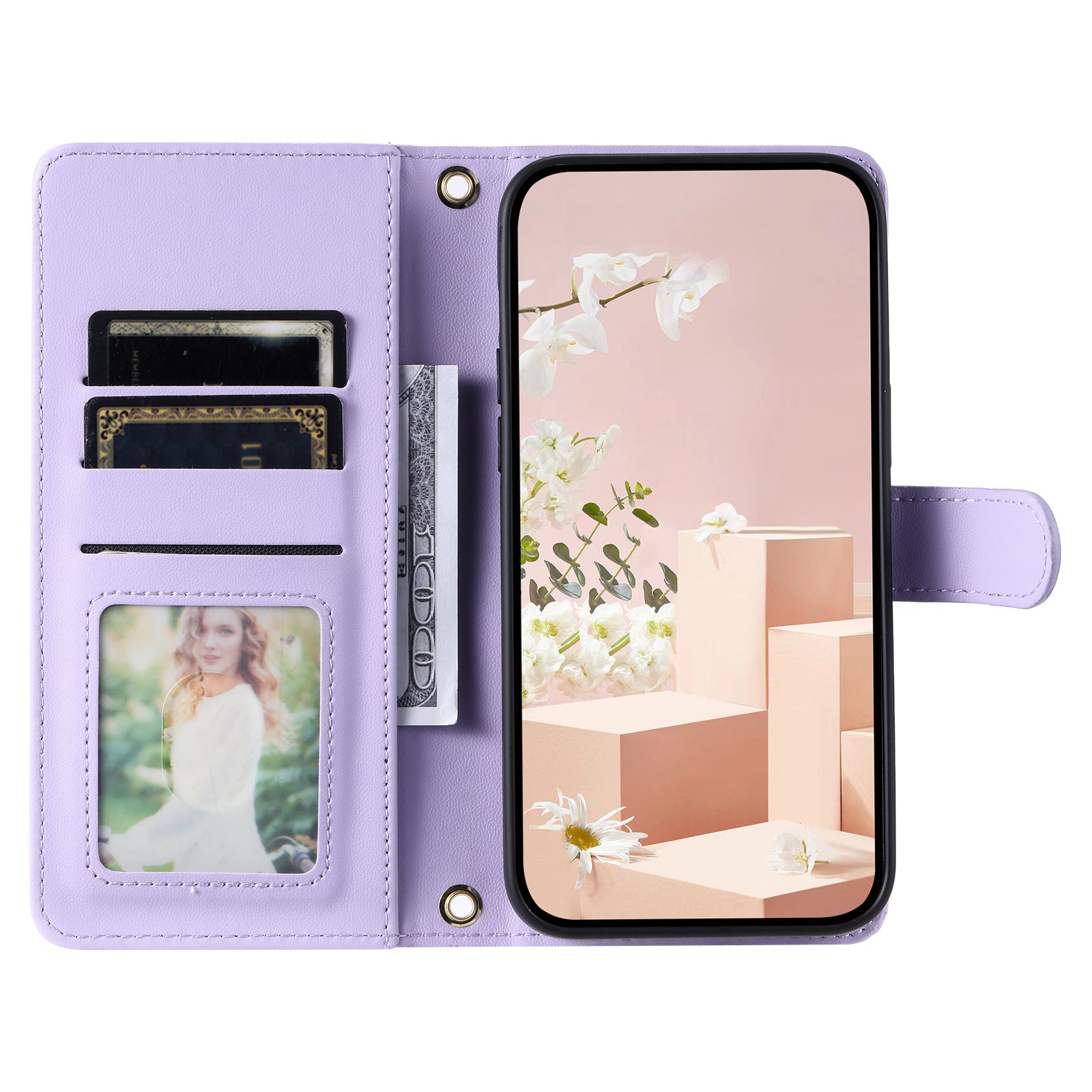 For Samsung Galaxy A06 Wallet Case Rhombus Grid PU Leather Phone Cover - Purple