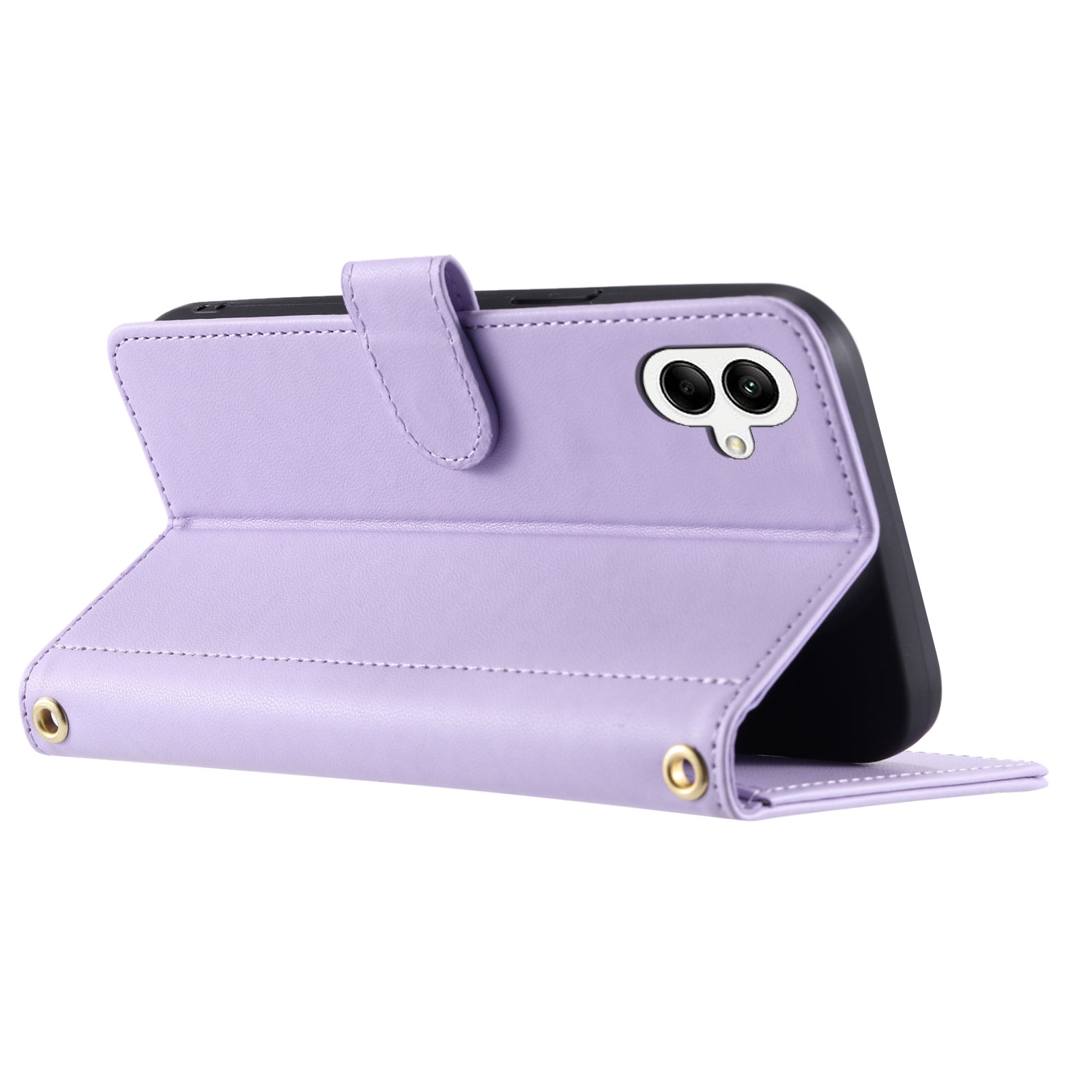 For Samsung Galaxy A06 Wallet Case Rhombus Grid PU Leather Phone Cover - Purple
