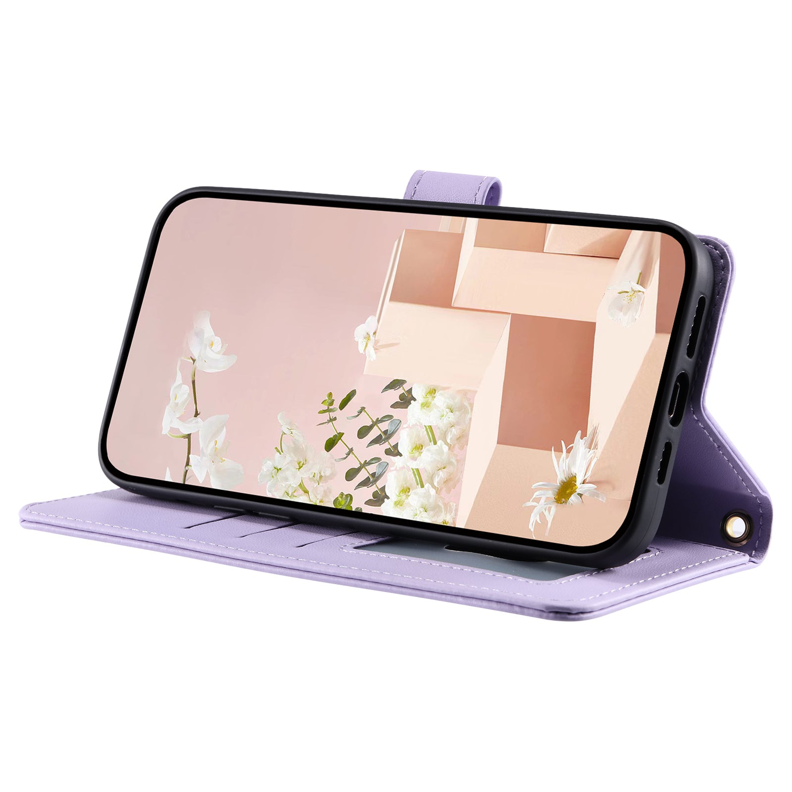 For Samsung Galaxy A06 Wallet Case Rhombus Grid PU Leather Phone Cover - Purple