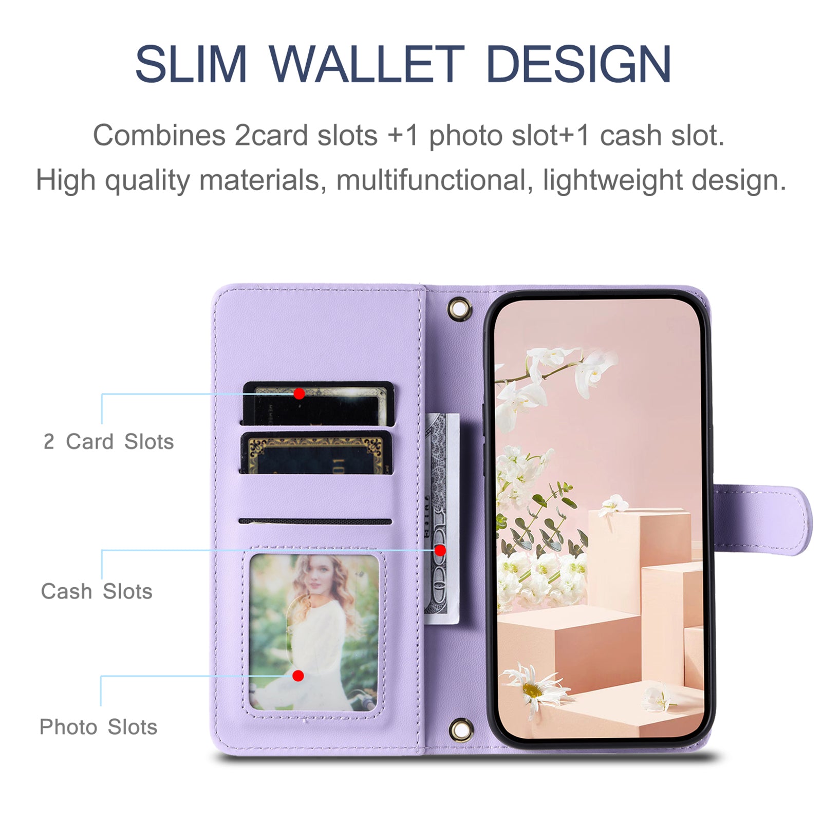For Samsung Galaxy A06 Wallet Case Rhombus Grid PU Leather Phone Cover - Purple