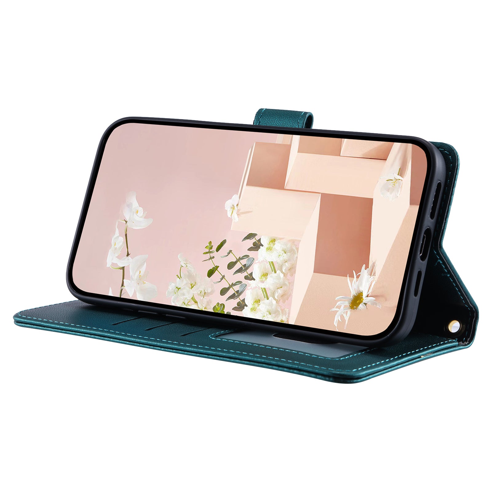 For Samsung Galaxy A06 Wallet Case Rhombus Grid PU Leather Phone Cover - Green