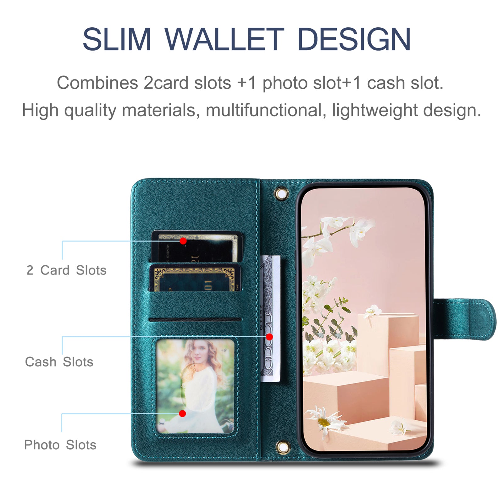 For Samsung Galaxy A06 Wallet Case Rhombus Grid PU Leather Phone Cover - Green