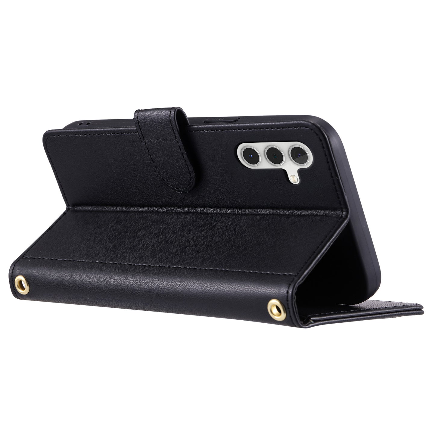 For Samsung Galaxy A16 4G / 5G Wallet Case Rhombus Grid PU Leather Phone Cover - Black