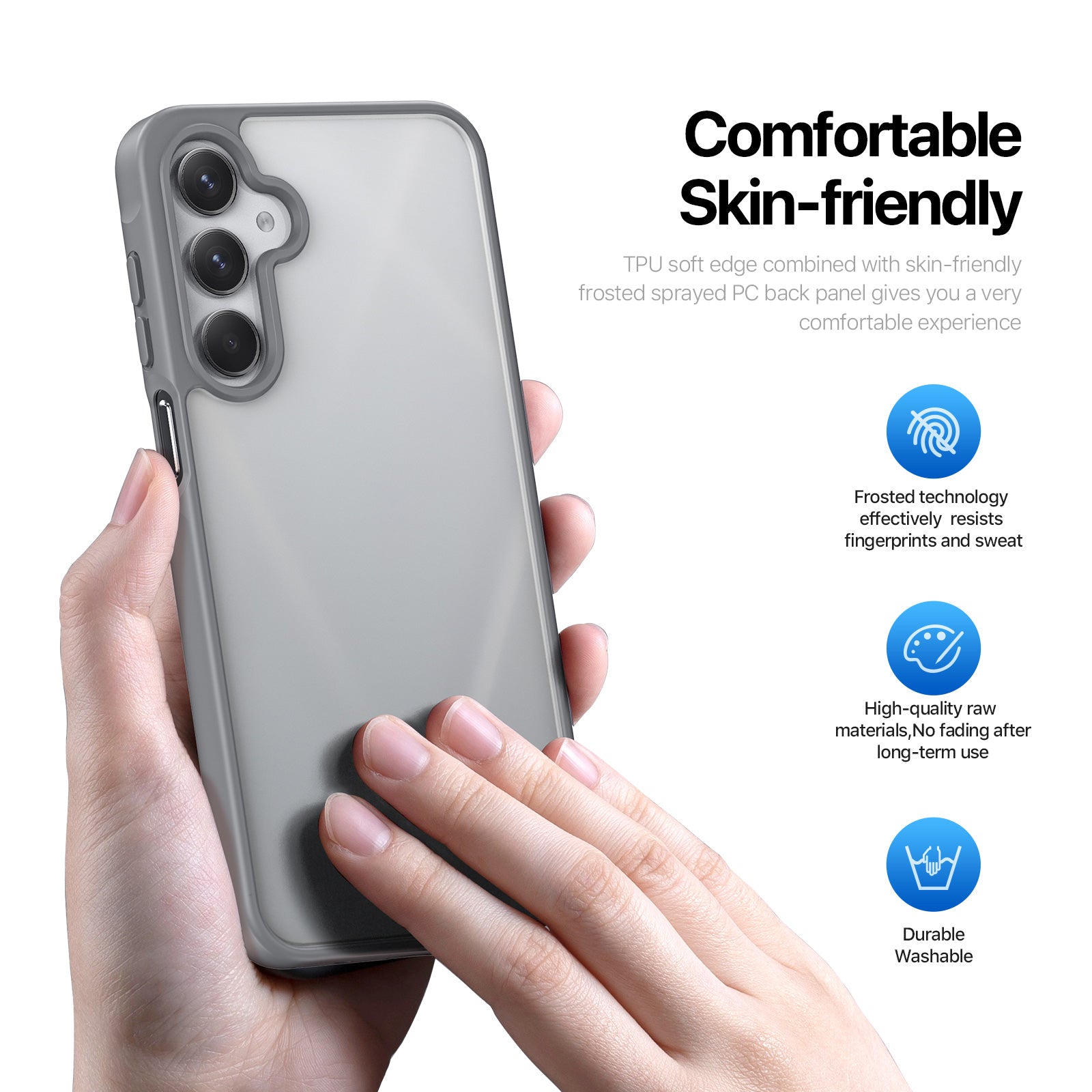 For Samsung Galaxy A16 4G / Galaxy A16 5G Case DUX DUCIS Yind Series TPU+PC Matte Anti-fingerprint Phone Back Cover - Grey