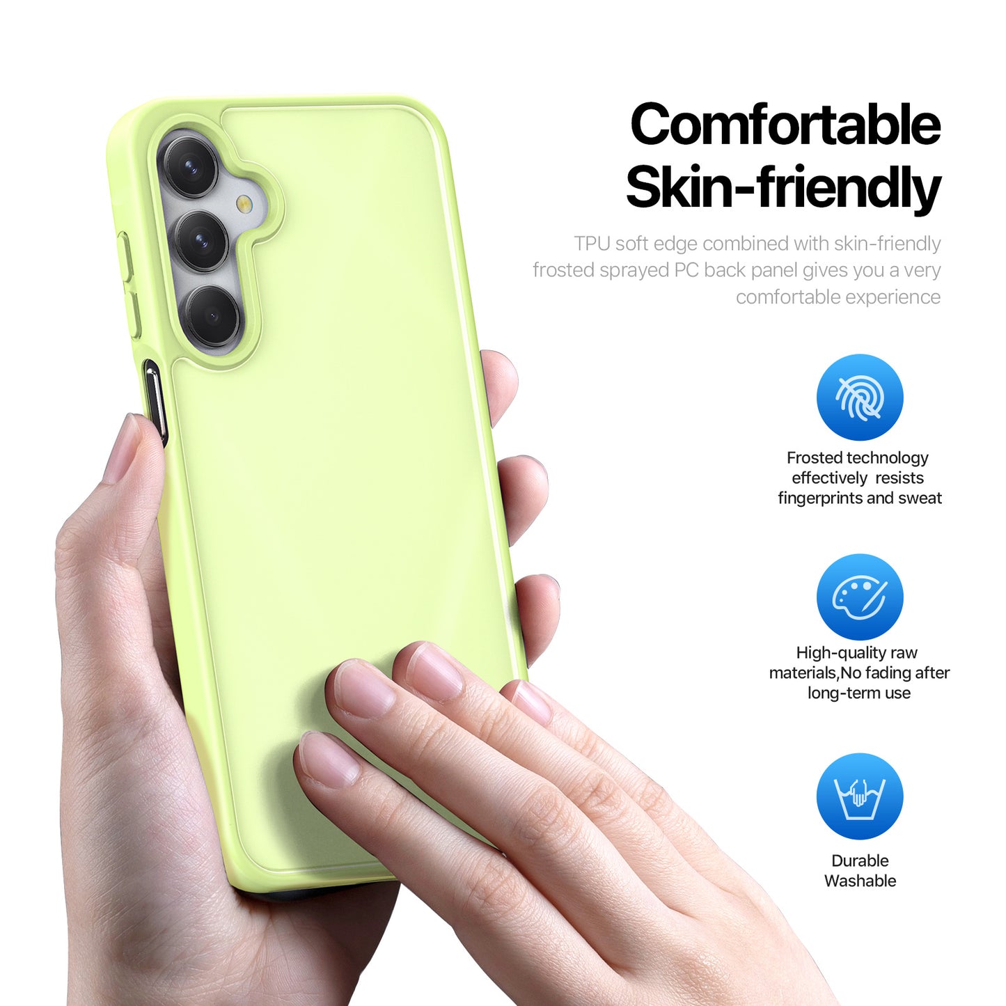 For Samsung Galaxy A16 4G / Galaxy A16 5G Case DUX DUCIS Yind Series TPU+PC Matte Anti-fingerprint Phone Back Cover - Lime Green