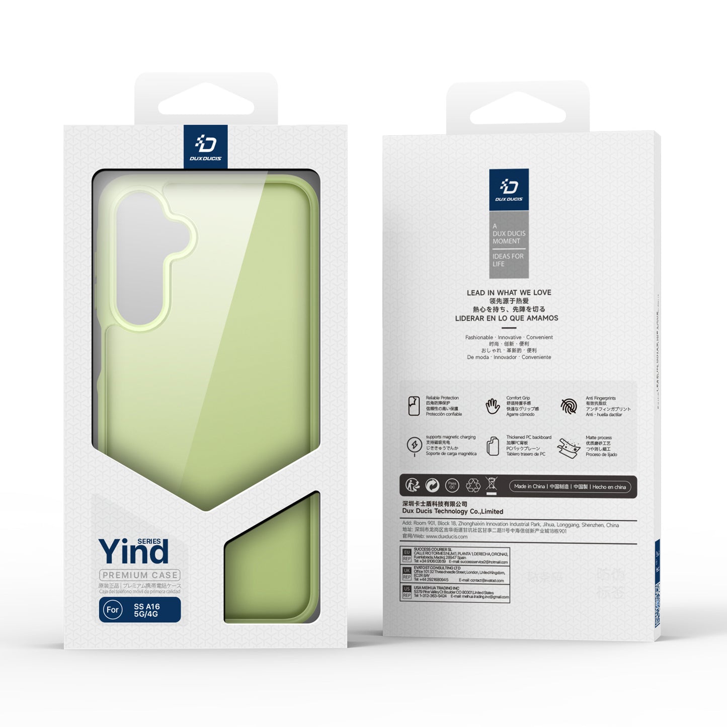 For Samsung Galaxy A16 4G / Galaxy A16 5G Case DUX DUCIS Yind Series TPU+PC Matte Anti-fingerprint Phone Back Cover - Lime Green