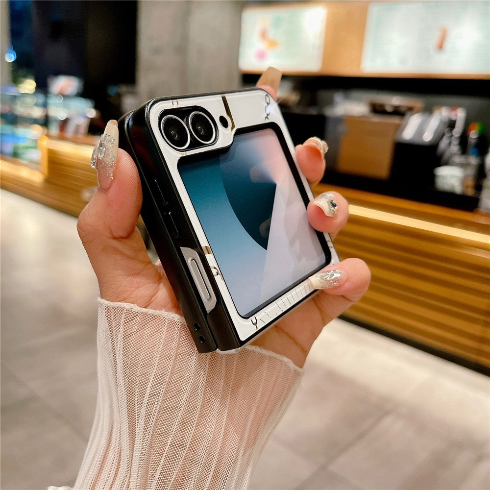 For Samsung Galaxy Z Flip7 FE 5G / Z Flip6 5G Case Kickstand TPU+PC Rhinestones Decor Phone Cover - White