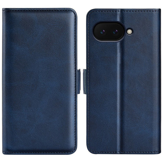 For Google Pixel 9a Stand Case Calf Texture Leather Wallet Phone Cover - Blue