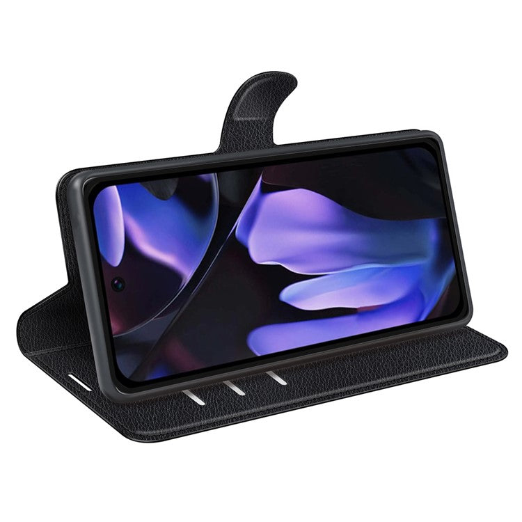 For Google Pixel 9a Case Litchi Texture Shockproof Leather Wallet Phone Cover - Black