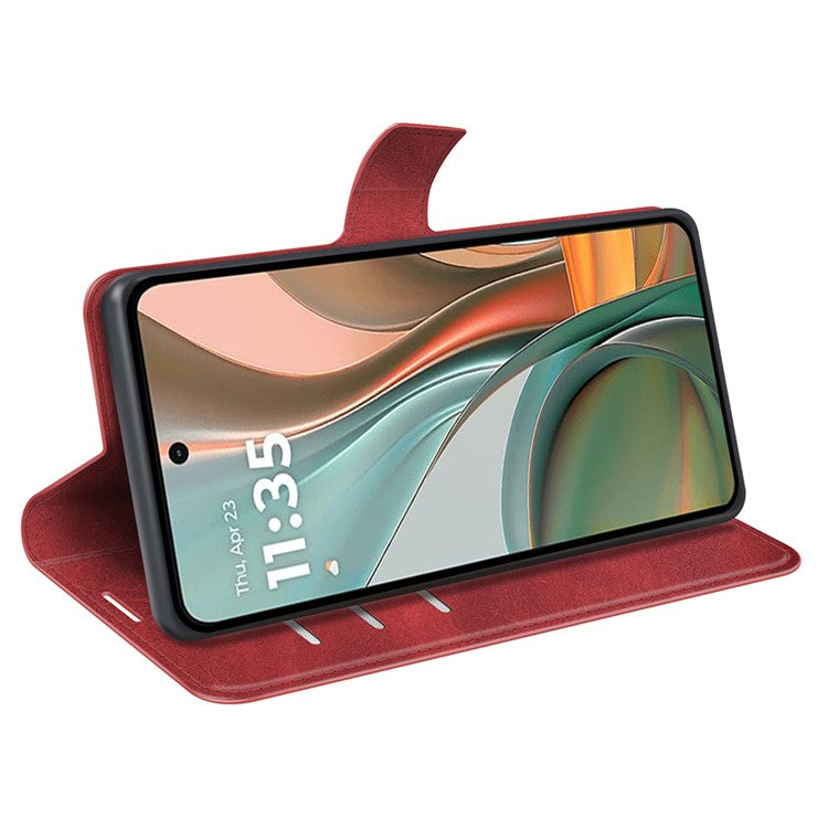 For Motorola Moto G75 5G Stand Case Anti-Scratch Calf Texture Leather Phone Cover - Red