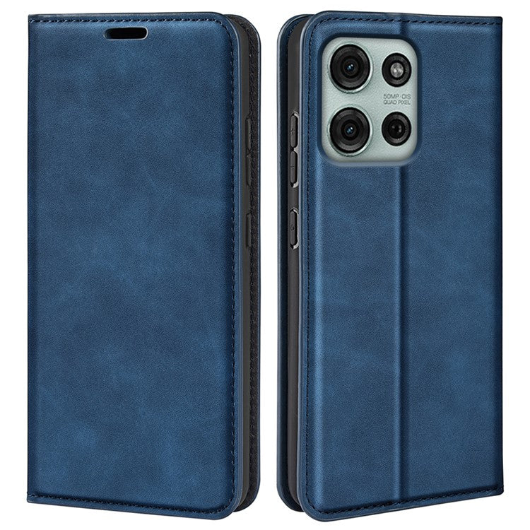 For Motorola Moto G75 5G Case Skin-Touch Leather Wallet Phone Cover - Blue