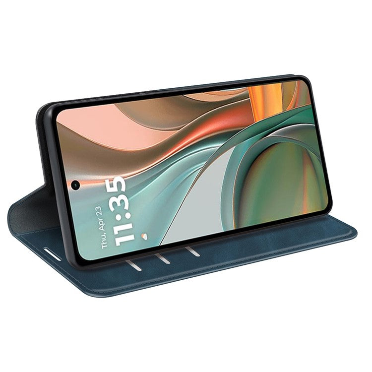 For Motorola Moto G75 5G Case Skin-Touch Leather Wallet Phone Cover - Blue