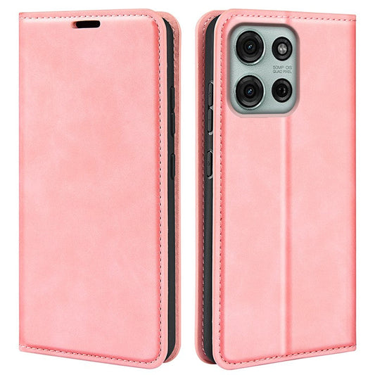 For Motorola Moto G75 5G Case Skin-Touch Leather Wallet Phone Cover - Pink